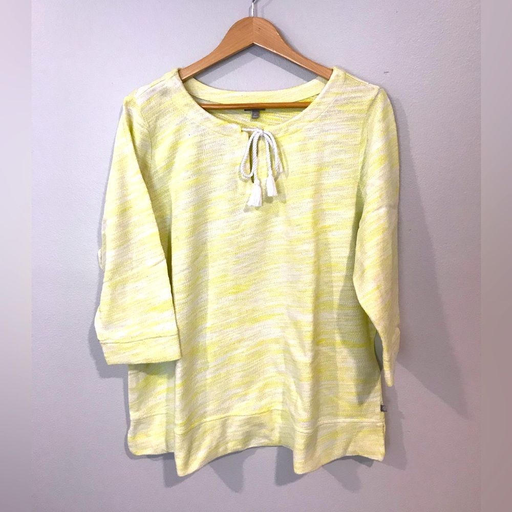 Yellow Boxy 3/4 Sleeve Tunic with Tie Front